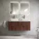 Cadiz Fluted Apex Walnut Double Wall Hung Drawer Vanity with Marble Top & Reno Basin 1200mm - Chrome Handles