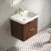Cadiz Fluted Apex Walnut Wall Hung Basin Drawer Vanity 600mm - Brushed Brass Accents