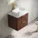 Cadiz Fluted Apex Walnut Wall Hung Drawer Vanity with Marble Top 600mm (Excludes Basin) - Brushed Brass Accents