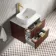 Cadiz Fluted Apex Walnut Wall Hung Drawer Vanity with Marble Top & Marin Basin 600mm - Brushed Brass Accents