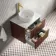 Cadiz Fluted Apex Walnut Wall Hung Drawer Vanity with Marble Top & Nevis Basin 600mm - Brushed Brass Accents