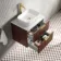 Cadiz Fluted Apex Walnut Wall Hung Drawer Vanity with Marble Top & Reno Basin 600mm - Brushed Brass Accents