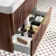 Cadiz Fluted Apex Walnut Wall Hung Basin Drawer Vanity 800mm - Brushed Brass Accents