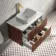 Cadiz Fluted Apex Walnut Wall Hung Drawer Vanity with Marble Top 800mm (Excludes Basin) - Brushed Brass Accents