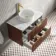 Cadiz Fluted Apex Walnut Wall Hung Drawer Vanity with Marble Top & Nevis Basin 800mm - Brushed Brass Accents