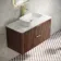 Cadiz Fluted Apex Walnut Wall Hung Drawer Vanity with Marble Top 1000mm (Excludes Basin) - Brushed Brass Accents