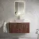 Cadiz Fluted Apex Walnut Wall Hung Drawer Vanity with Marble Top 1000mm (Excludes Basin) - Brushed Brass Accents
