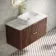 Cadiz Fluted Apex Walnut Wall Hung Drawer Vanity with Marble Top & Marin Basin 1000mm - Brushed Brass Accents