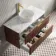 Cadiz Fluted Apex Walnut Wall Hung Drawer Vanity with Marble Top & Nevis Basin 1000mm - Brushed Brass Accents