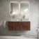 Cadiz Fluted Apex Walnut Double Wall Hung Drawer Vanity with Marble Top 1200mm (Excludes Basin) - Brushed Brass Accents