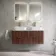 Cadiz Fluted Apex Walnut Double Wall Hung Drawer Vanity with Marble Top & Marin Basin 1200mm - Brushed Brass Accents