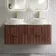 Cadiz Fluted Apex Walnut Double Wall Hung Drawer Vanity with Marble Top & Nevis Basin 1200mm - Brushed Brass Accents
