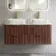 Cadiz Fluted Apex Walnut Double Wall Hung Drawer Vanity with Marble Top & Reno Basin 1200mm - Brushed Brass Accents