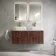 Cadiz Fluted Apex Walnut Double Wall Hung Drawer Vanity with Marble Top & Reno Basin 1200mm - Brushed Brass Accents