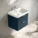 Cadiz Fluted Navy Blue Wall Hung Basin Drawer Vanity 600mm - Chrome Handles