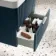 Cadiz Fluted Navy Blue Wall Hung Basin Drawer Vanity 600mm - Chrome Handles