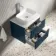 Cadiz Fluted Navy Blue Wall Hung Drawer Vanity with Marble Top & Reno Basin 600mm - Chrome Handles