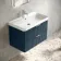 Cadiz Fluted Navy Blue Wall Hung Basin Drawer Vanity 800mm - Chrome Handles