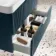 Cadiz Fluted Navy Blue Wall Hung Basin Drawer Vanity 800mm - Chrome Handles