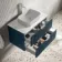 Cadiz Fluted Navy Blue Wall Hung Drawer Vanity with Marble Top 800mm (Excludes Basin) - Chrome Handles