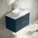 Cadiz Fluted Navy Blue Wall Hung Drawer Vanity with Marble Top & Marin Basin 800mm - Chrome Handles