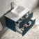 Cadiz Fluted Navy Blue Wall Hung Drawer Vanity with Marble Top & Marin Basin 800mm - Chrome Handles