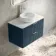 Cadiz Fluted Navy Blue Wall Hung Drawer Vanity with Marble Top & Nevis Basin 800mm - Chrome Handles