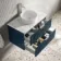 Cadiz Fluted Navy Blue Wall Hung Drawer Vanity with Marble Top & Nevis Basin 800mm - Chrome Handles