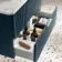 Cadiz Fluted Navy Blue Wall Hung Drawer Vanity with Marble Top & Nevis Basin 800mm - Chrome Handles