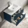 Cadiz Fluted Navy Blue Wall Hung Drawer Vanity with Marble Top & Reno Basin 800mm - Chrome Handles