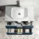 Cadiz Fluted Navy Blue Wall Hung Drawer Vanity with Marble Top & Reno Basin 800mm - Chrome Handles