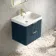 Cadiz Fluted Navy Blue Wall Hung Basin Drawer Vanity 600mm - Brushed Brass Accents