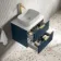 Cadiz Fluted Navy Blue Wall Hung Drawer Vanity with Marble Top 600mm (Excludes Basin) - Brushed Brass Accents