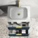 Cadiz Fluted Navy Blue Wall Hung Drawer Vanity with Marble Top 600mm (Excludes Basin) - Brushed Brass Accents