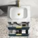 Cadiz Fluted Navy Blue Wall Hung Drawer Vanity with Marble Top & Marin Basin 600mm - Brushed Brass Accents