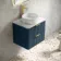 Cadiz Fluted Navy Blue Wall Hung Drawer Vanity with Marble Top & Nevis Basin 600mm - Brushed Brass Accents