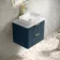 Cadiz Fluted Navy Blue Wall Hung Drawer Vanity with Marble Top & Reno Basin 600mm - Brushed Brass Accents