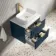 Cadiz Fluted Navy Blue Wall Hung Drawer Vanity with Marble Top & Reno Basin 600mm - Brushed Brass Accents