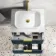 Cadiz Fluted Navy Blue Wall Hung Drawer Vanity with Marble Top & Reno Basin 600mm - Brushed Brass Accents
