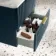 Cadiz Fluted Navy Blue Wall Hung Drawer Vanity with Marble Top & Reno Basin 600mm - Brushed Brass Accents