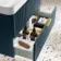 Cadiz Fluted Navy Blue Wall Hung Basin Drawer Vanity 800mm - Brushed Brass Accents