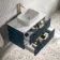 Cadiz Fluted Navy Blue Wall Hung Drawer Vanity with Marble Top 800mm (Excludes Basin) - Brushed Brass Accents