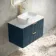 Cadiz Fluted Navy Blue Wall Hung Drawer Vanity with Marble Top & Marin Basin 800mm - Brushed Brass Accents