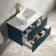 Cadiz Fluted Navy Blue Wall Hung Drawer Vanity with Marble Top & Marin Basin 800mm - Brushed Brass Accents
