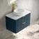 Cadiz Fluted Navy Blue Wall Hung Drawer Vanity with Marble Top & Nevis Basin 800mm - Brushed Brass Accents