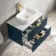 Cadiz Fluted Navy Blue Wall Hung Drawer Vanity with Marble Top & Reno Basin 800mm - Brushed Brass Accents