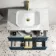 Cadiz Fluted Navy Blue Wall Hung Drawer Vanity with Marble Top & Reno Basin 800mm - Brushed Brass Accents