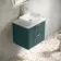 Cadiz Fluted Mystic Green Wall Hung Drawer Vanity with Marble Top & Reno Basin 600mm - Chrome Handles