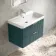 Cadiz Fluted Mystic Green Wall Hung Basin Drawer Vanity 800mm - Chrome Handles