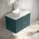 Cadiz Fluted Mystic Green Wall Hung Drawer Vanity with Marble Top 800mm (Excludes Basin) - Chrome Handles